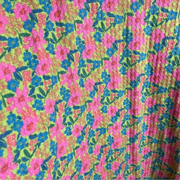 Natural Life XL Floral Thermal Knit Pajama Top Pink Blue Cozy Oversize Cabincore - Picture 3 of 10